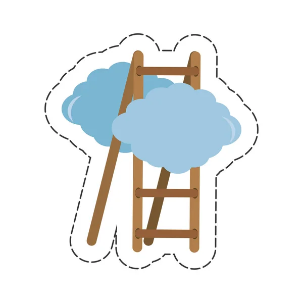 Nubes con imagen de icono de escalera — Archivo Imágenes Vectoriales
