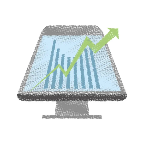 Computer mit wirtschaftsbezogener Ikone — Stockvektor