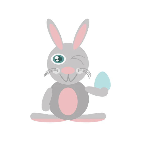 Conejo de Pascua con icono de huevo — Vector de stock