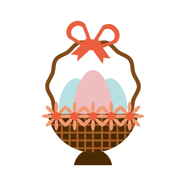 Huevos Pascua dentro de la cesta icono — Vector de stock