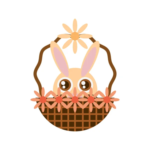 Easter rabbit inside basket icon — Stock Vector