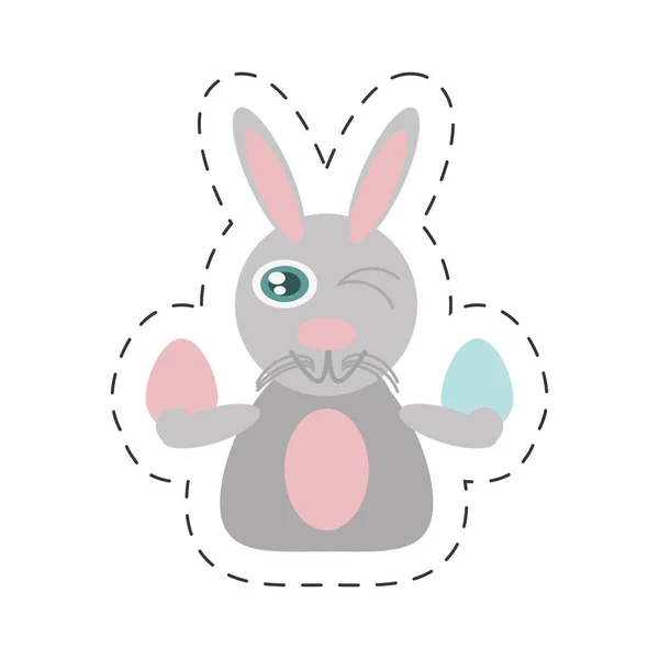 Lapin de Pâques avec icône œufs — Image vectorielle