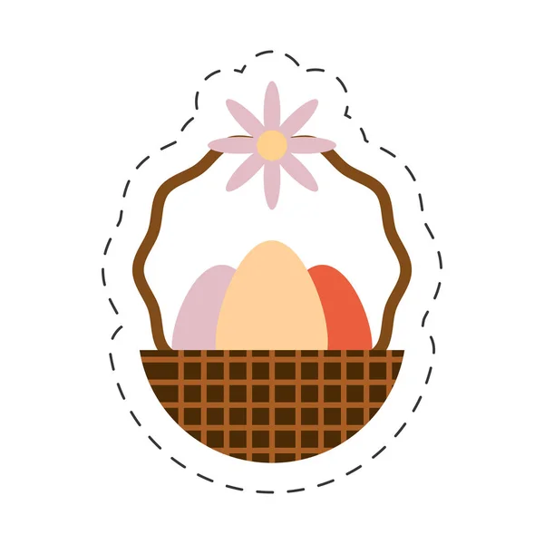 Eggs easter inside basket icon — Stock Vector
