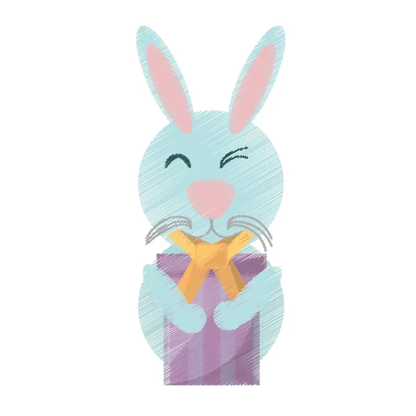 Velikonoční králík s ikonou dárek — Stockový vektor