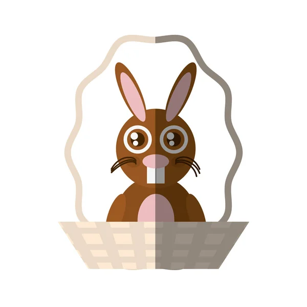 Lapin de Pâques dans le panier icône — Image vectorielle