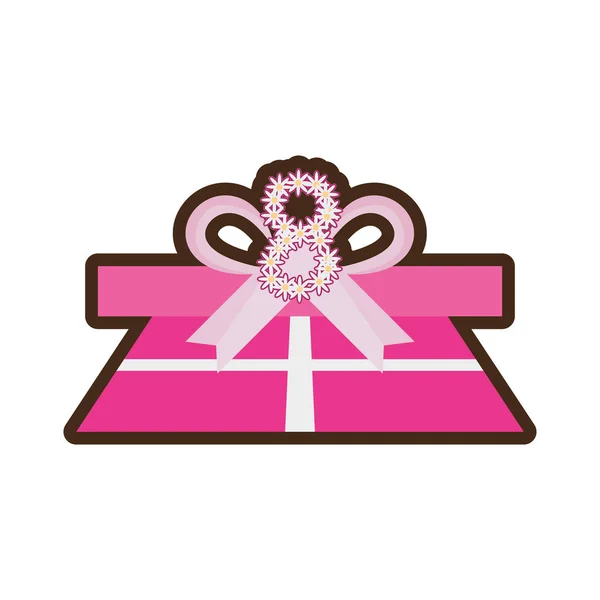 Roze cadeau vrouwen dag pictogram — Stockvector