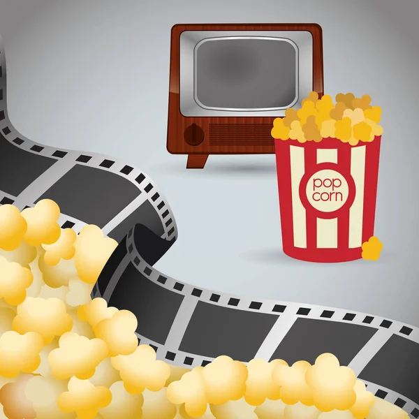 Bioscoop retro tv emmer pop corn — Stockvector