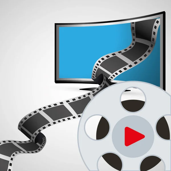 Cine entretenimiento televisión con carrete de película — Vector de stock
