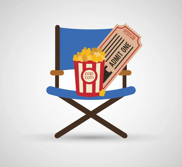 Réalisateur chaise pop corn ticket cinéma — Image vectorielle