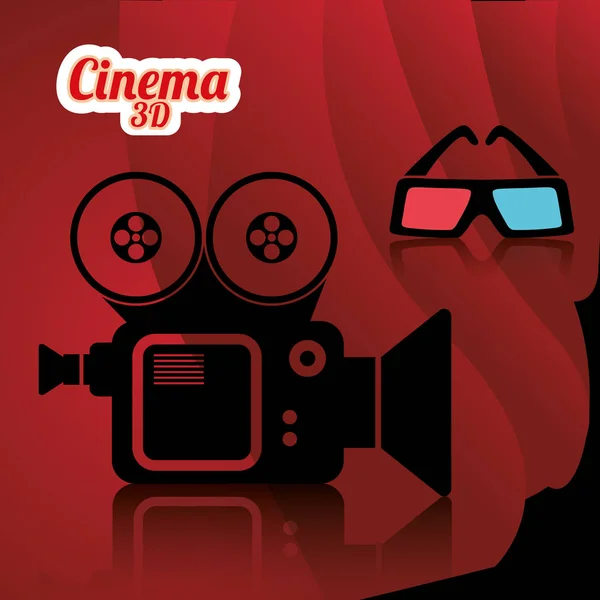 Cine cámara película 3d gafas cortina backgroun cartel — Vector de stock