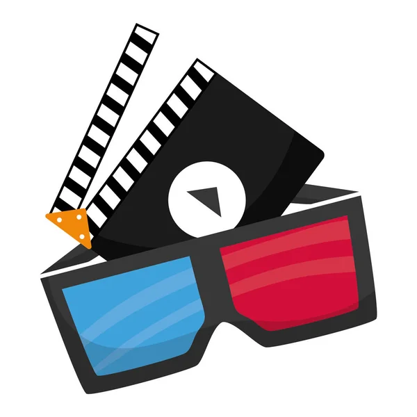 Cinema 3d γυαλια clapperboard — Διανυσματικό Αρχείο