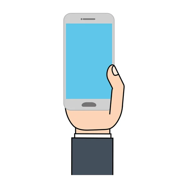 Téléphone portable blanc à la main — Image vectorielle