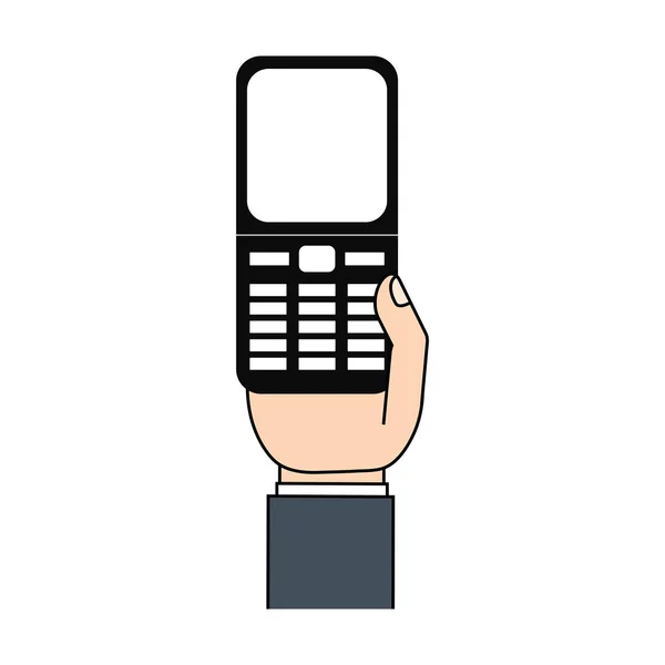 Teléfono móvil en mano conectado — Vector de stock