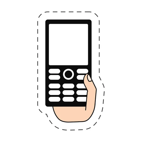Hand met smartphone-cut lijn — Stockvector