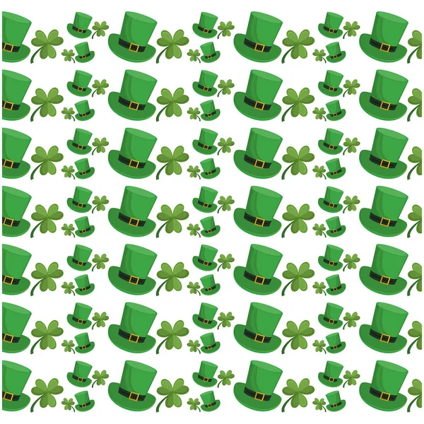 Yeşil şapka ve yonca patrick günü seamless modeli — Stok Vektör