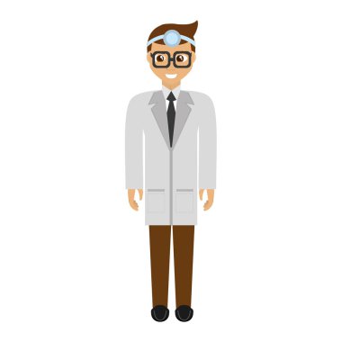 Gözlüklü baş ayna giyiyor doktor