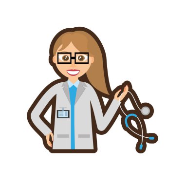 erkek gözlük doktor stetoskop ve kimlik kartı ile