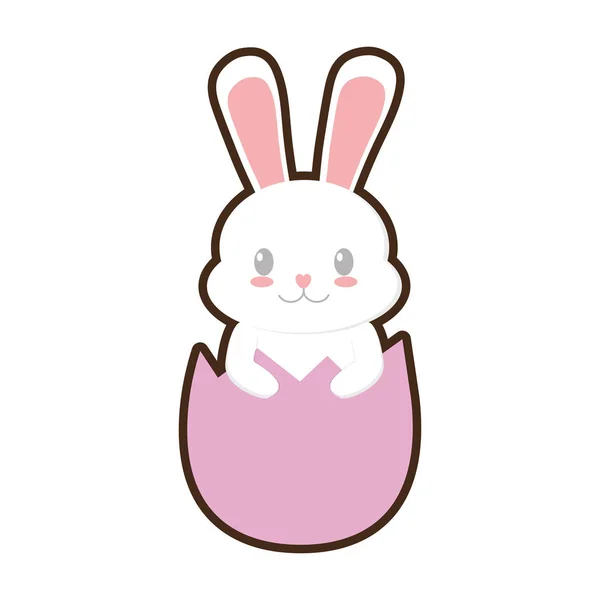 Easter bunny in broken egg — Stock Vector
