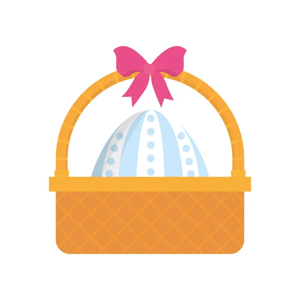 Cesta de Pascua con huevo y arco — Vector de stock