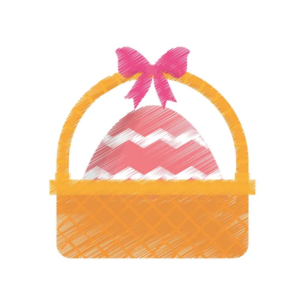 Cesta de Pascua con huevo y arco — Vector de stock