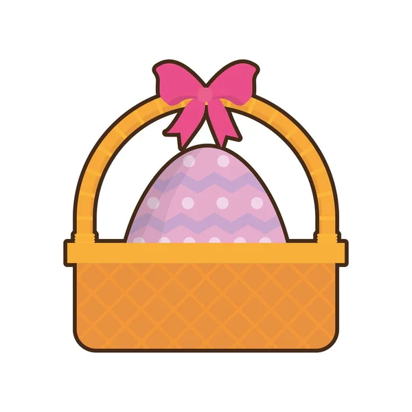 Cesta de Pascua con huevo y arco — Vector de stock