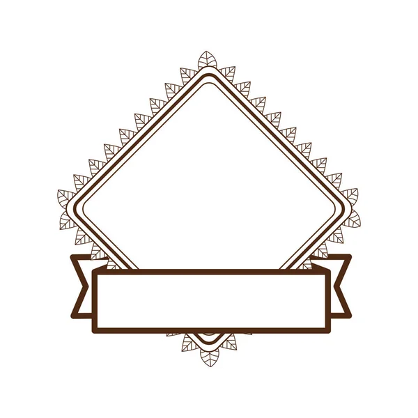 菱形の装飾的な葉フレーム バナー — ストックベクタ