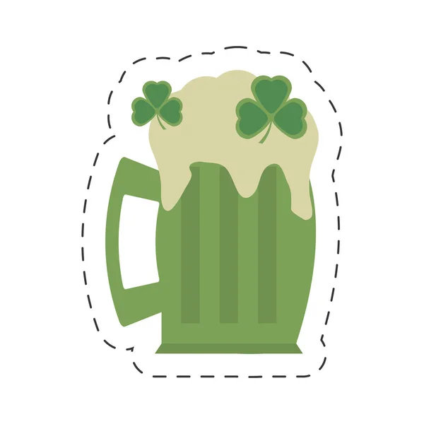 Cartoon grönt glas öl klöver st patricks dag — Stock vektor