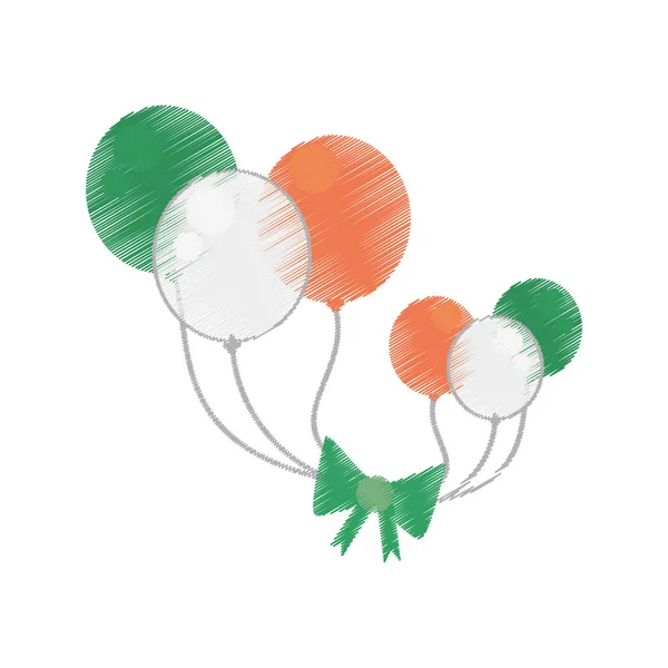 Ritning ballonger flagga irländska st patricks dag — Stock vektor