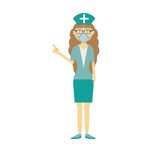 ผู้หญิงพยาบาลหน้ากากแว่นตาทางการแพทย์ — ภาพเวกเตอร์สต็อก