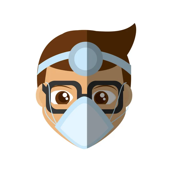 Médico máscara médico cabeça espelho — Vetor de Stock