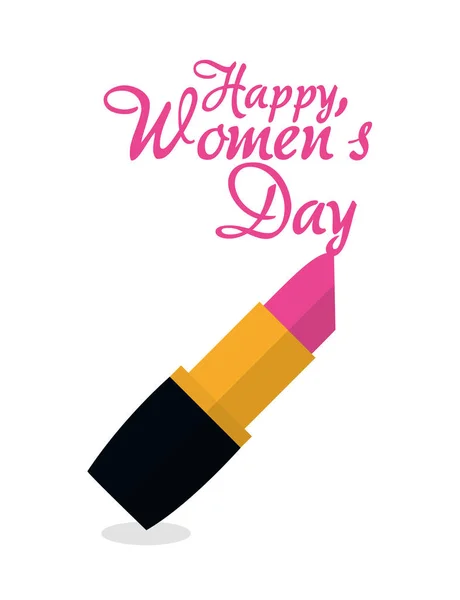 Wanita bahagia hari lipstik merah muda - Stok Vektor