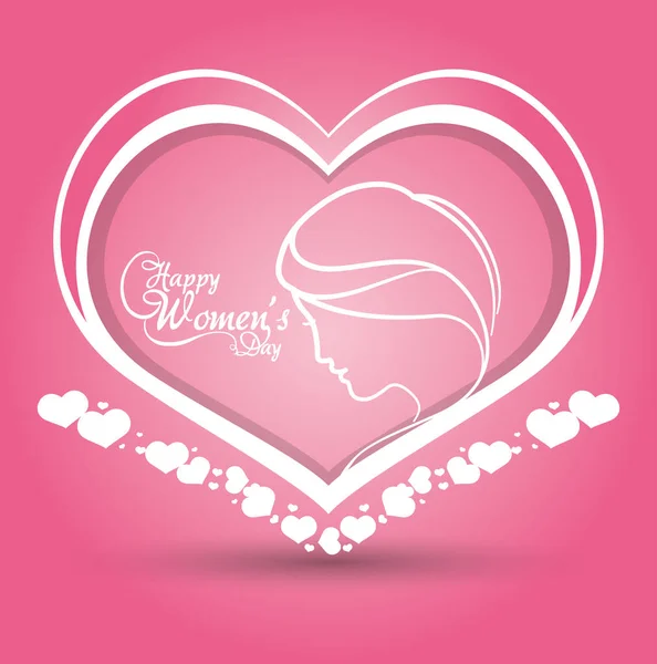 Heureux femmes jour coeur fille rose fond — Image vectorielle