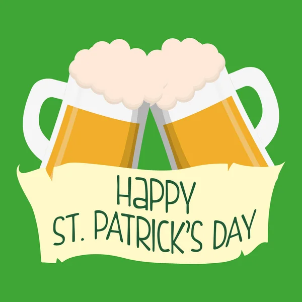 Happy st patricks day mug beer green background — Stock Vector