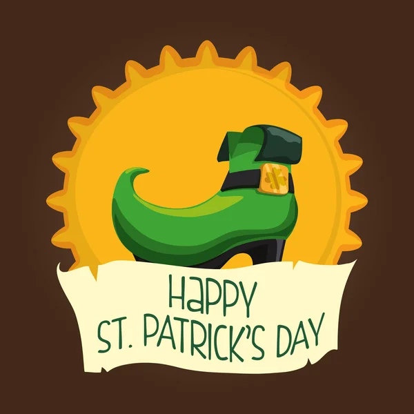 Happy st patricks day boot leprechaun badge — Stock Vector