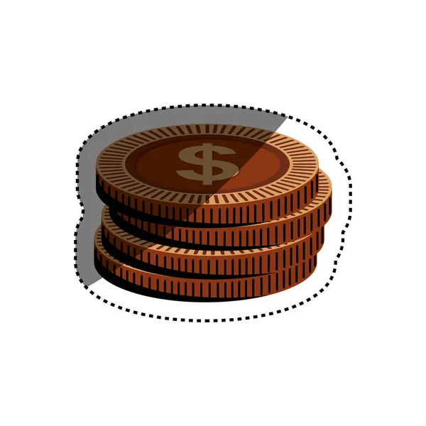 分離されたコインのお金 — ストックベクタ