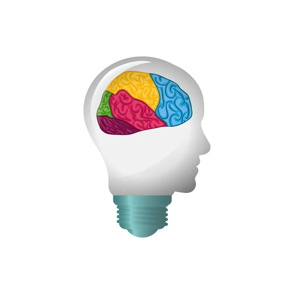 灯泡的想法和人类的大脑 — 图库矢量图片