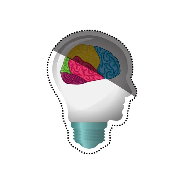 Idea de bombilla y cerebro humano — Vector de stock