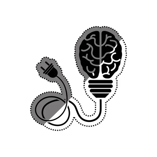 Idea de bombilla y cerebro humano — Vector de stock