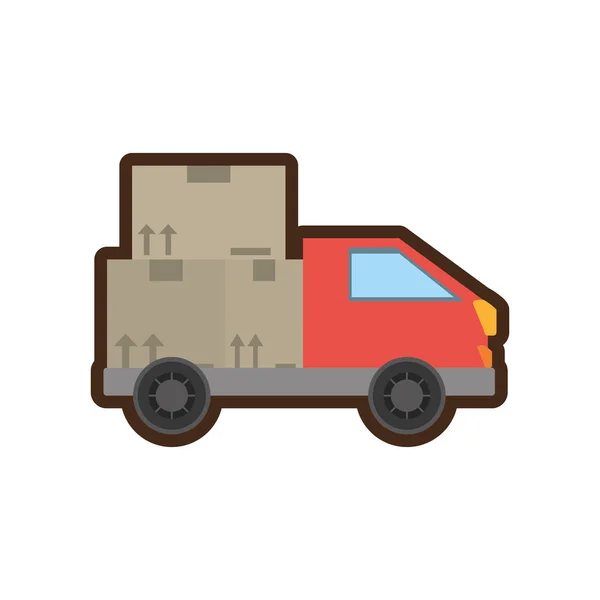 Camión entrega transporte caja de cartón — Vector de stock