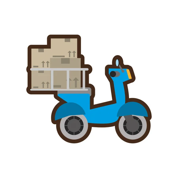 Servicio de scooter entrega azul rápido — Vector de stock