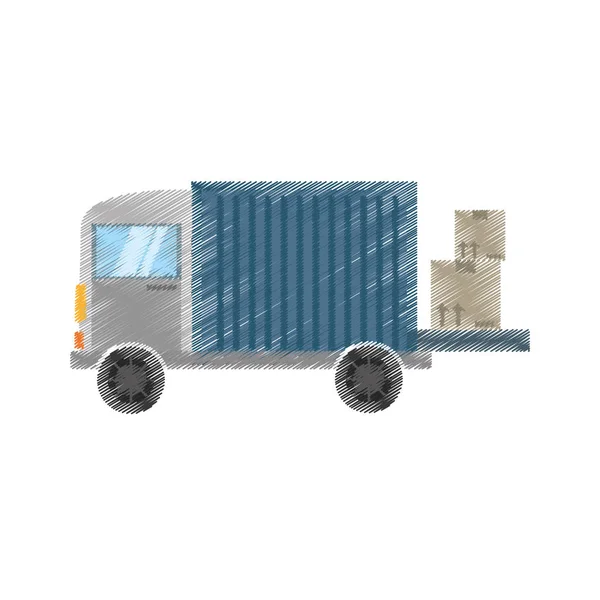 Tekening vrachtwagen levering vervoer — Stockvector