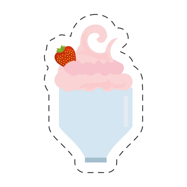 Glass cup milk shake delicious cut line — Stock Vector