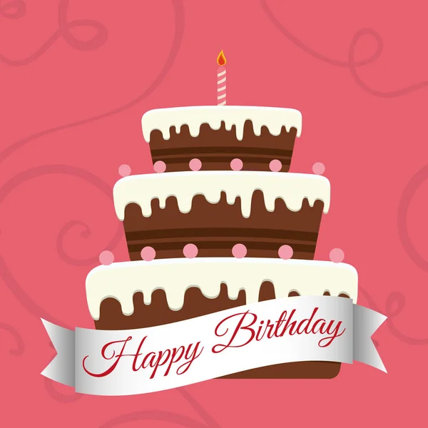 Happy birthday sweet cake candle — Stock Vector