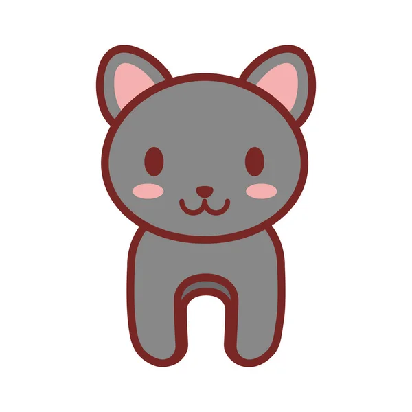 Cartoon grijze kat dierlijke afbeelding — Stockvector