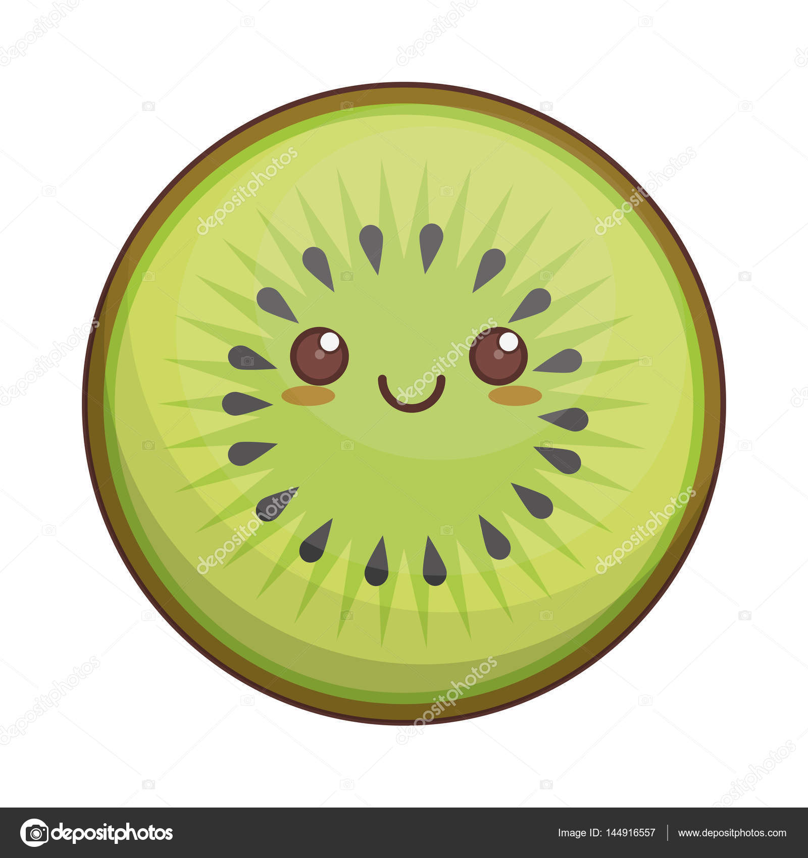Kawaii Kiwi Fruit Icon Vector Image By C Djv Vector Stock