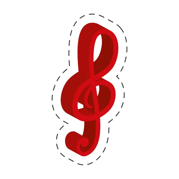 Línea de corte nota de música roja — Archivo Imágenes Vectoriales