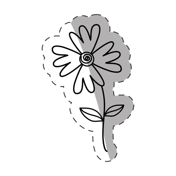 Bloemen flora wild pictogram zwart-wit — Stockvector