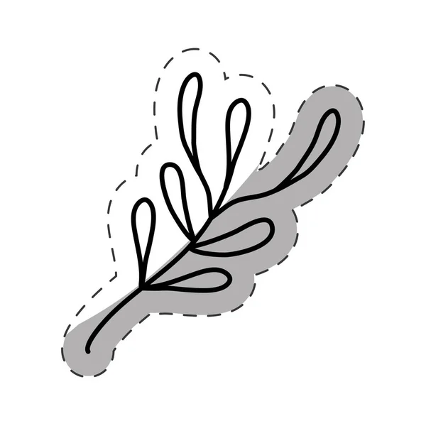 Rama árbol planta monocromo — Vector de stock