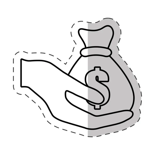 Hand holding bag money dollar — Stock Vector