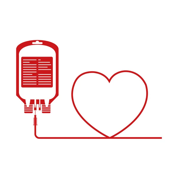 Πλαστική τσάντα δωρεά αίματος με καρδιά — Διανυσματικό Αρχείο